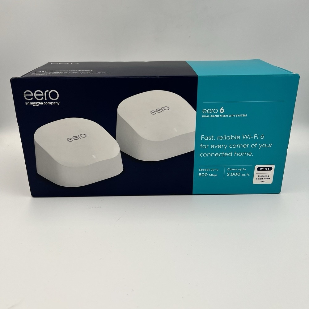 NEW!  Eero 6 M110211 2021 Dual-Band Wi-Fi 6 Mesh Wi-Fi System (2-pack)
